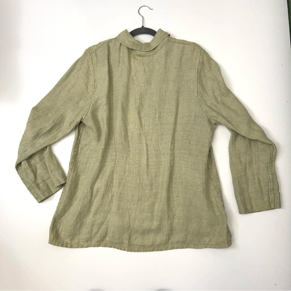 FLAX Linen Snap Front Jacket Size Medium
